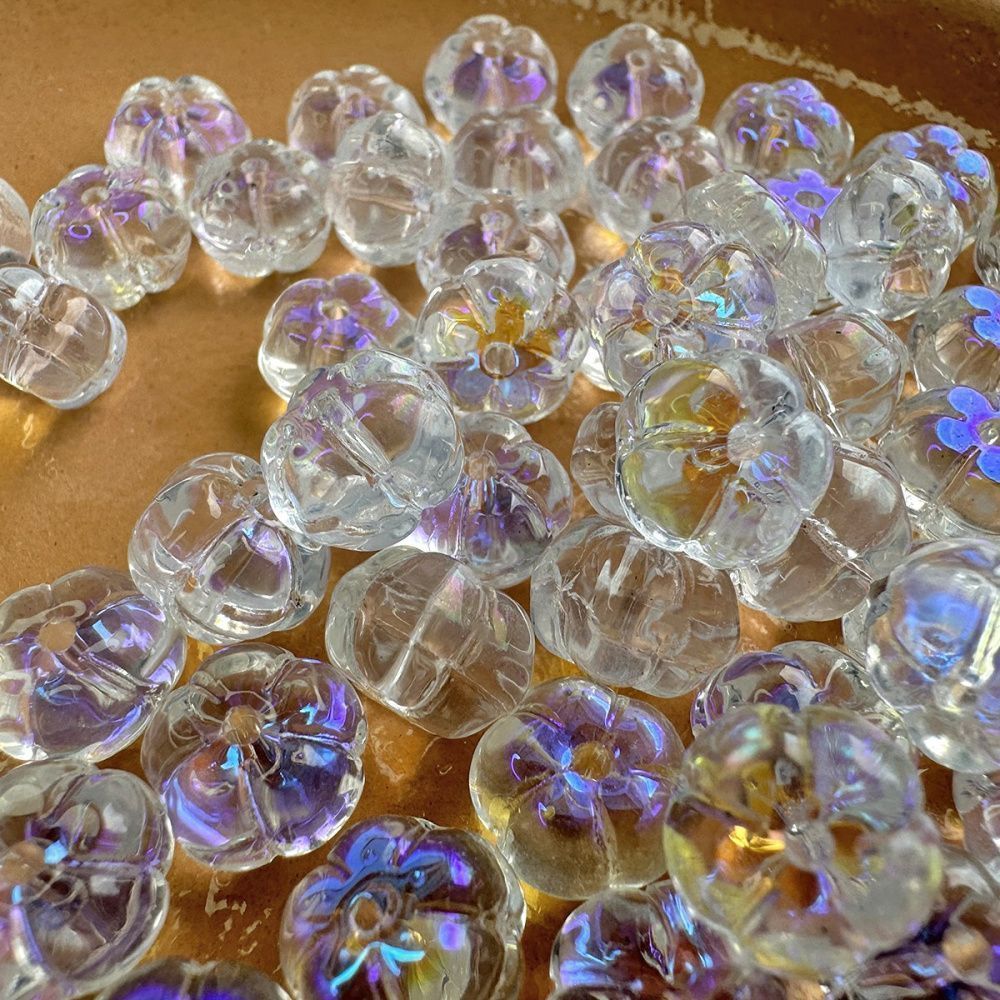 бусина "незабудка", стекло, цвет прозрачный ав, 10x10x6.5 мм