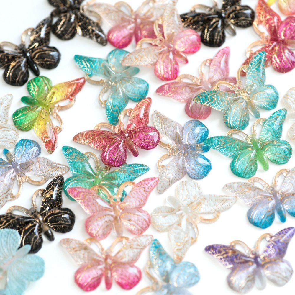 подвеска акрил "батерфляй", цветовой микс, 19x31.5x4.5 мм