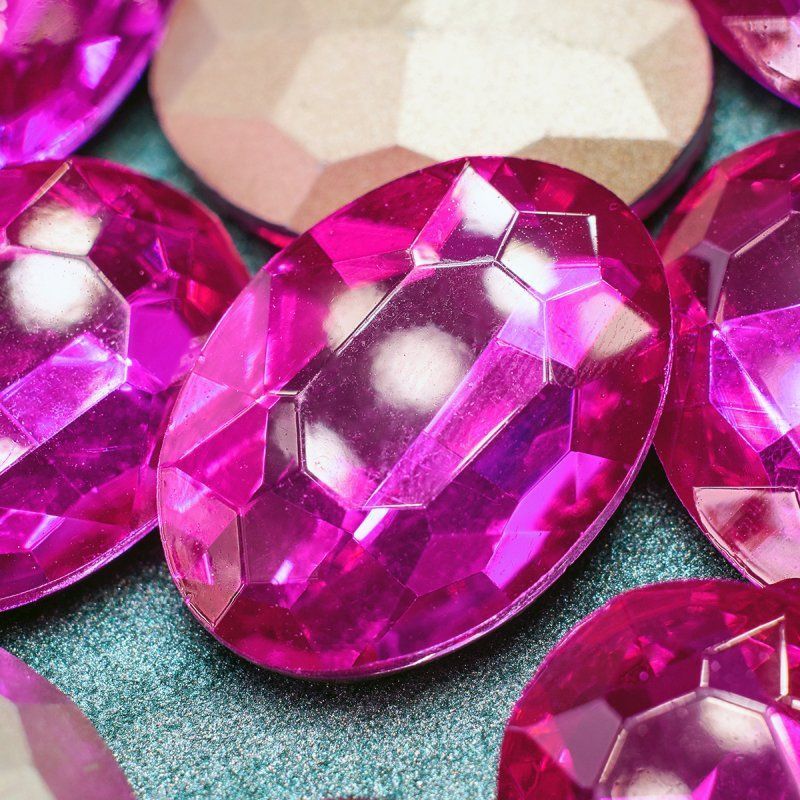 кабошон стекло кристалл, овальный, цвет rose, 25х18 мм