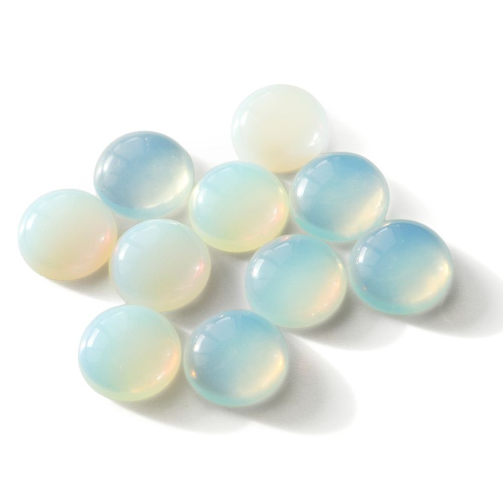 кабошон стеклянный, круглый, опалит, 16x6 мм