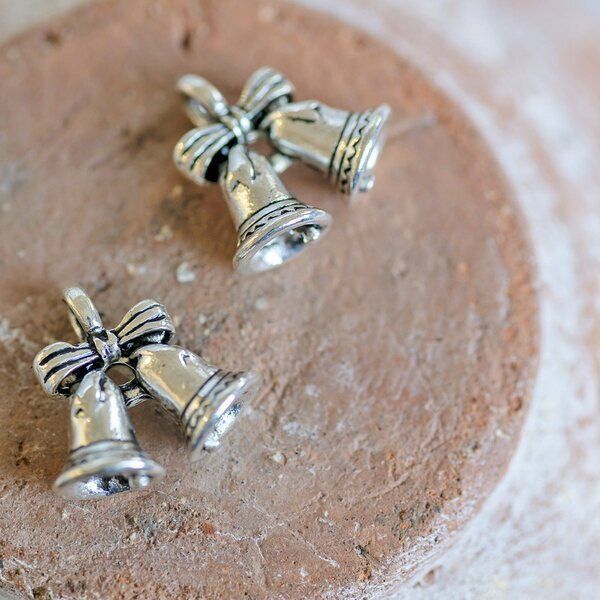 подвеска металлическая "колокольчик новогодний", цвет античное серебро, 16.5х15х7 мм