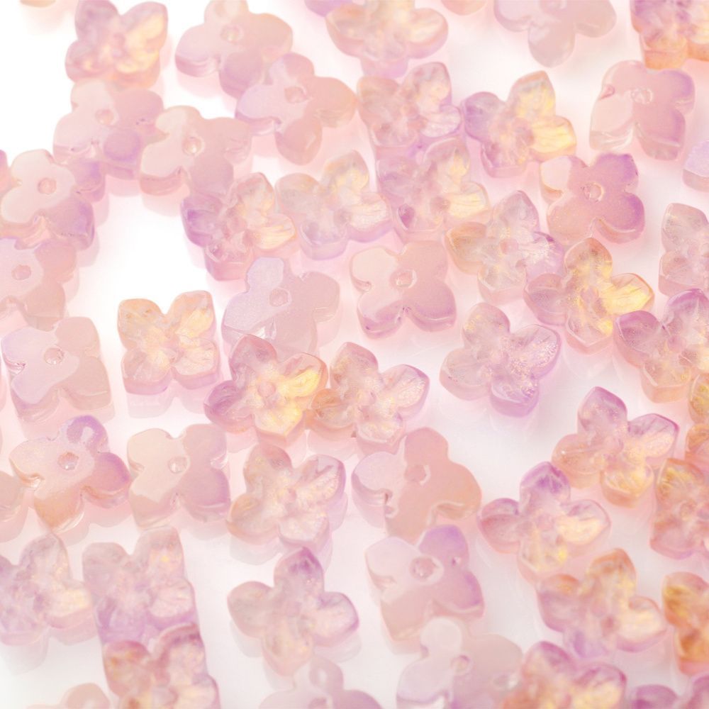 бусина "вероника", стекло, цвет розовый, 10x10x3.5 мм