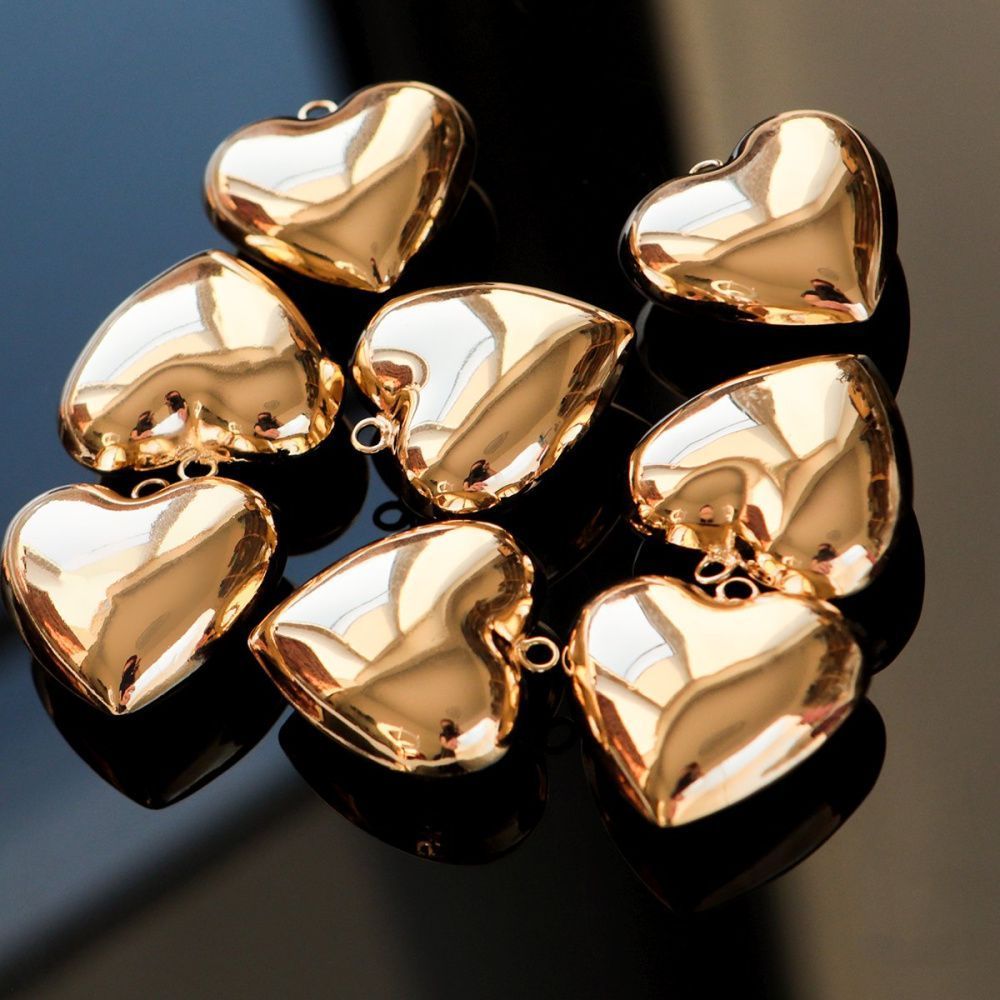подвеска металл "сердце 3д", позолота, 36.5x35.5x17 мм