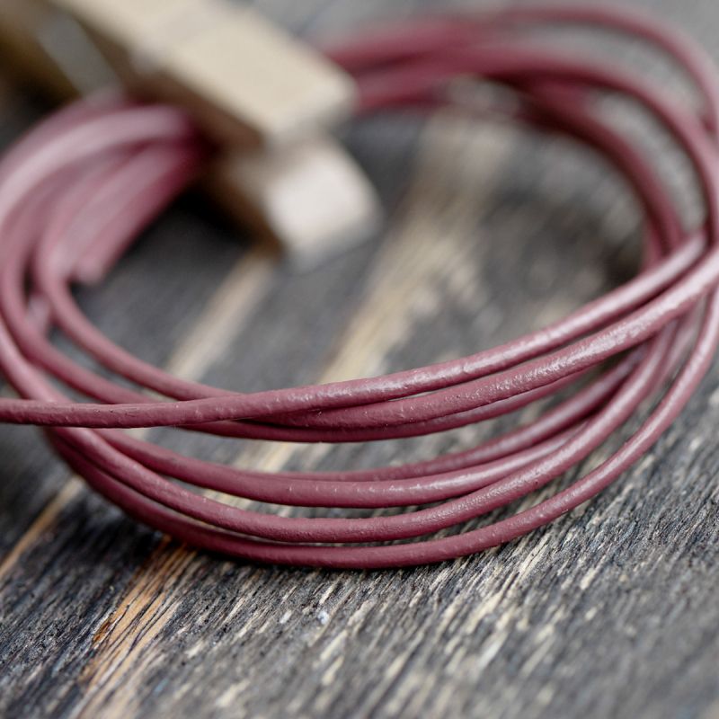 шнур кожаный, цвет сливовый, диаметр 1.5 мм