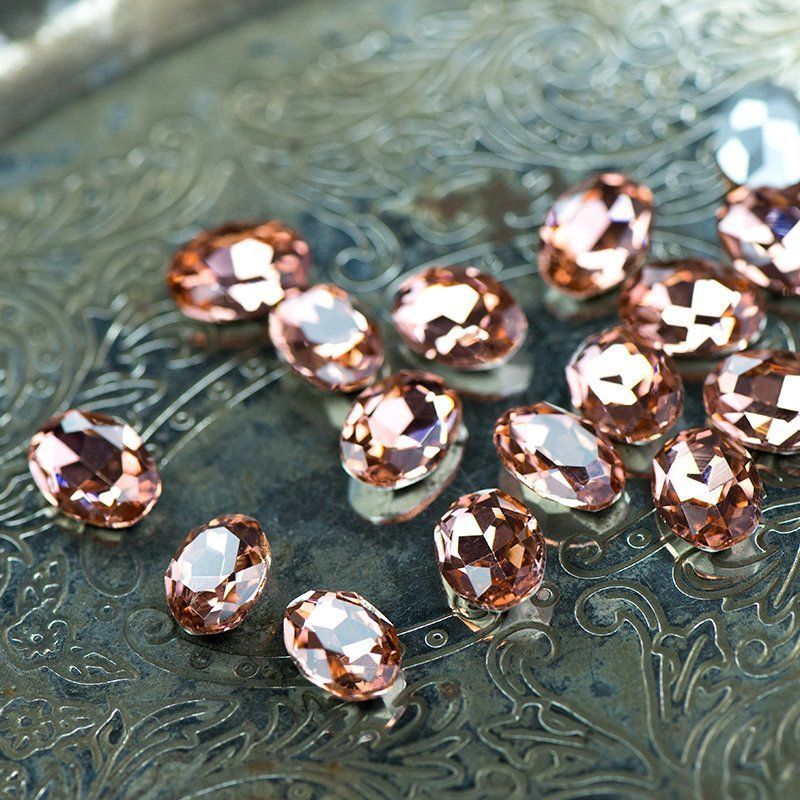 кабошон стекло кристалл, овальный, цвет champagne, 14х10 мм