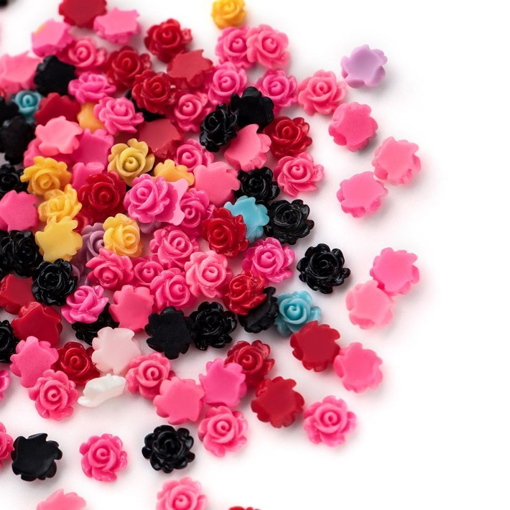 кабошон акриловый "розочка", цветовой микс, 7х3 мм