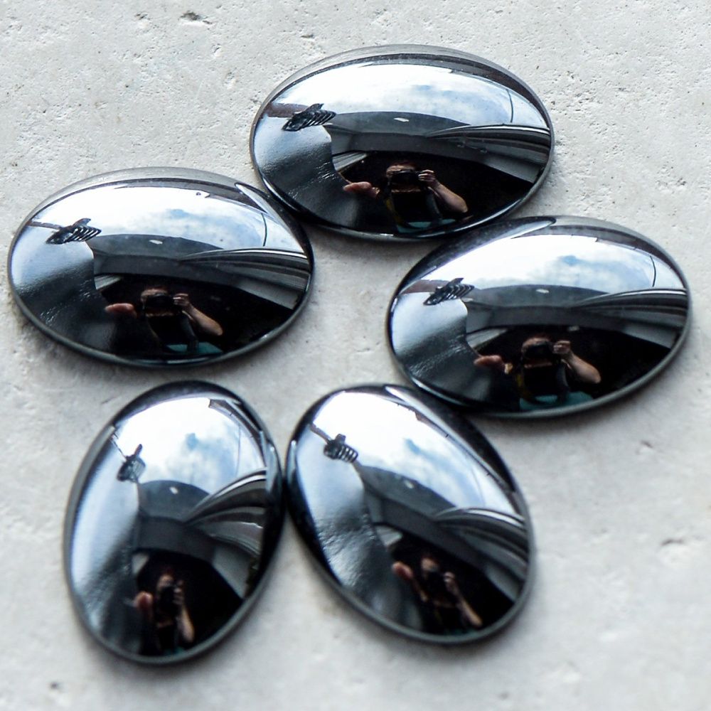 кабошон гематит немагнитный овальный, цвет черный, 14x10x4 мм