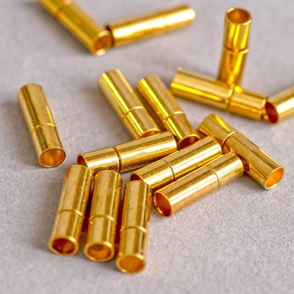 Замочки застежка "кассет", цвет золото, 17х5 мм, отверстие 4 мм