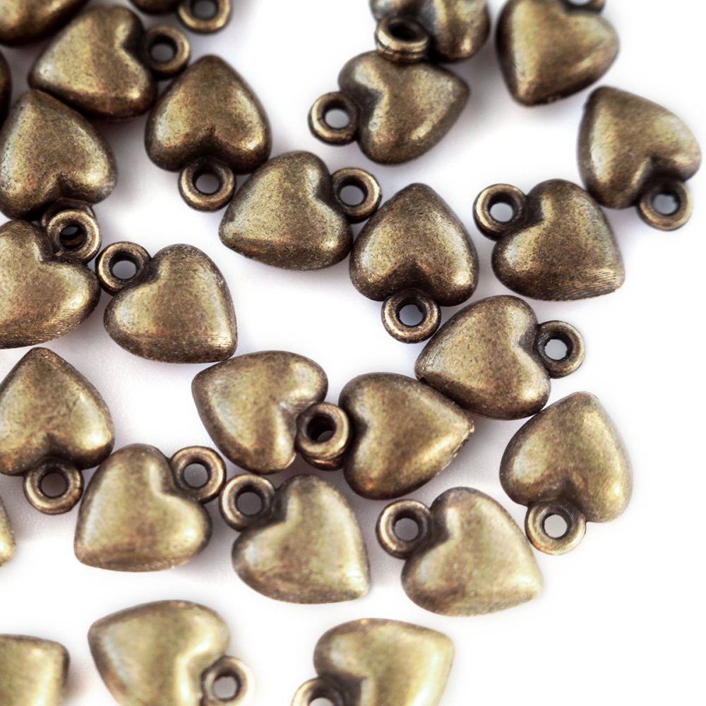 подвеска металл "сердце 3д", цвет античная бронза, 10x7x5 мм