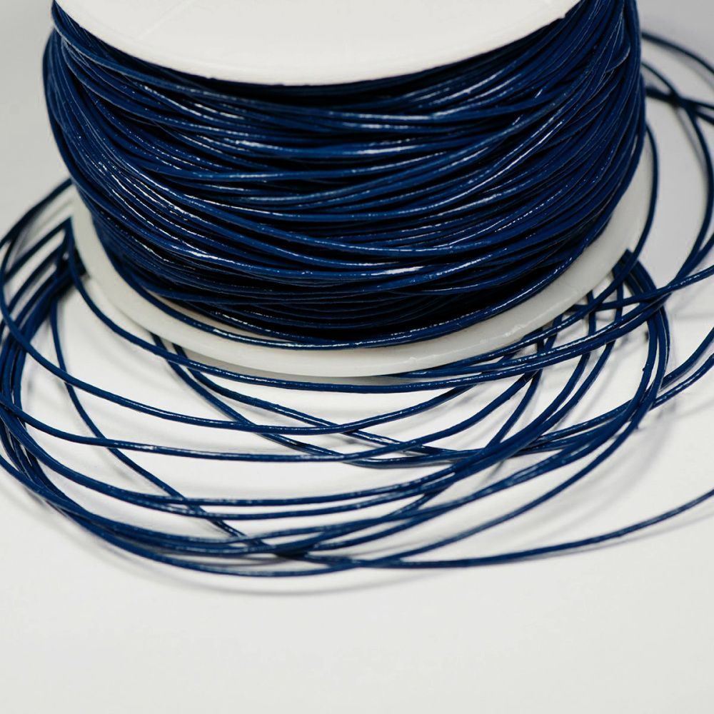 шнур кожаный, цвет синий, диаметр 1 мм