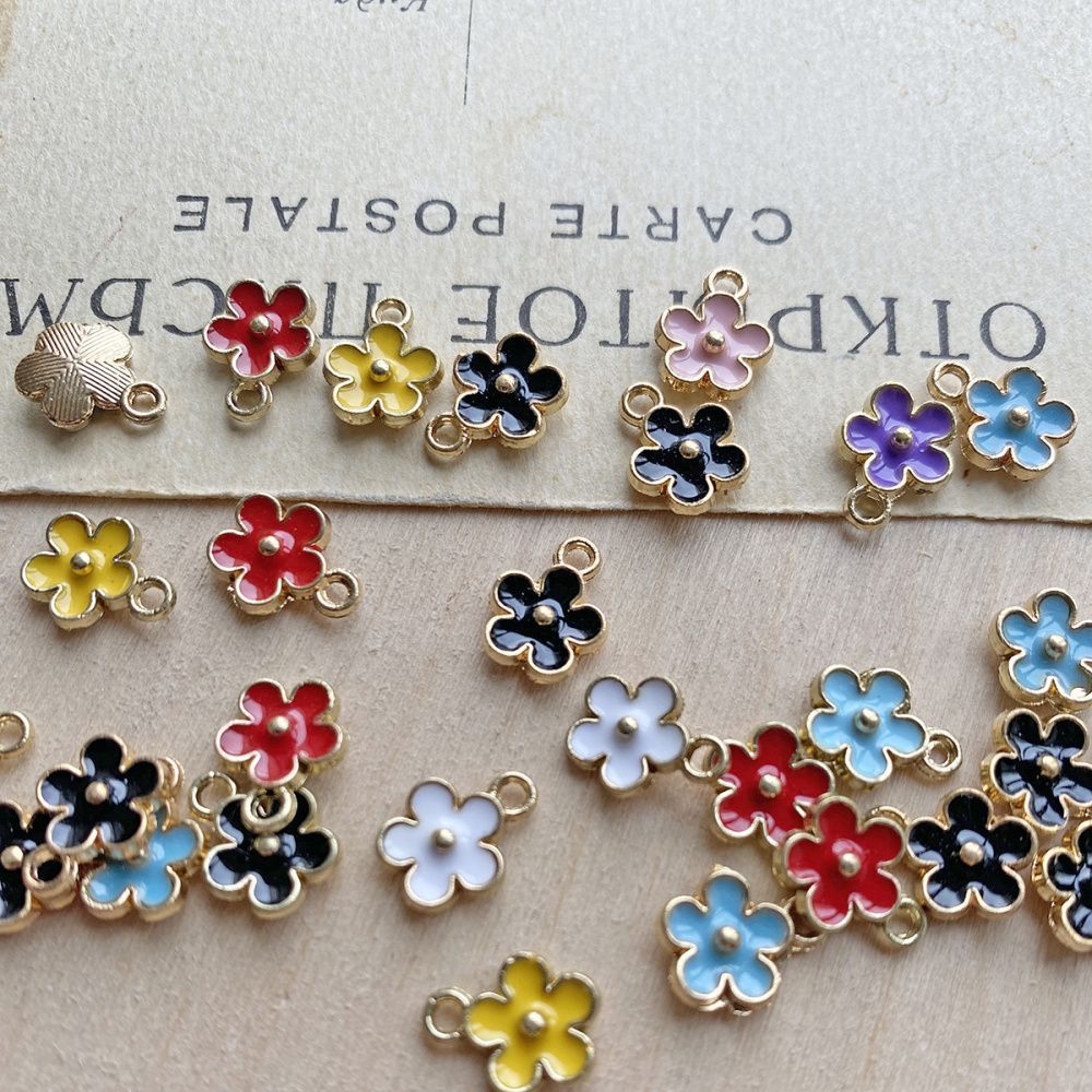 подвеска металлическая "незабудка", эмаль, цветовой микс, 10x8x2.5 мм