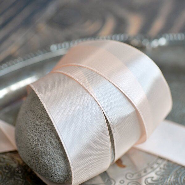лента, атлас, цвет персиковый светлый, ширина 25 мм ленты