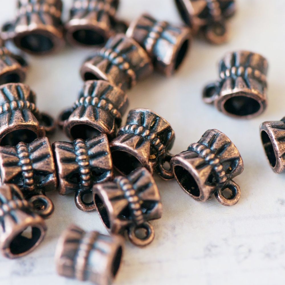 бейл "трубочка", цвет античная медь, 12х9 мм