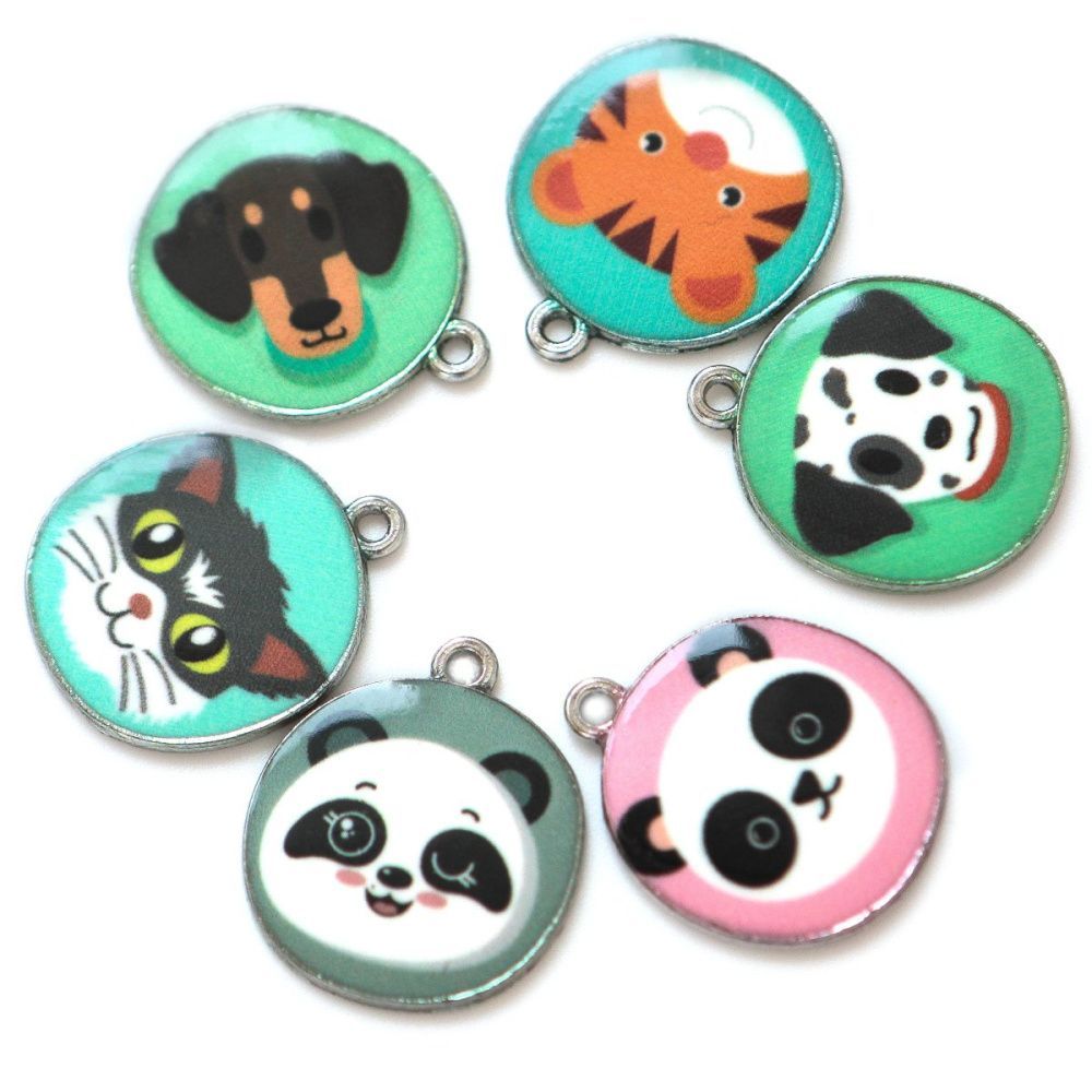 подвеска металлическая "зверята", эмаль, цветовой микс, 23.5x20x2 мм