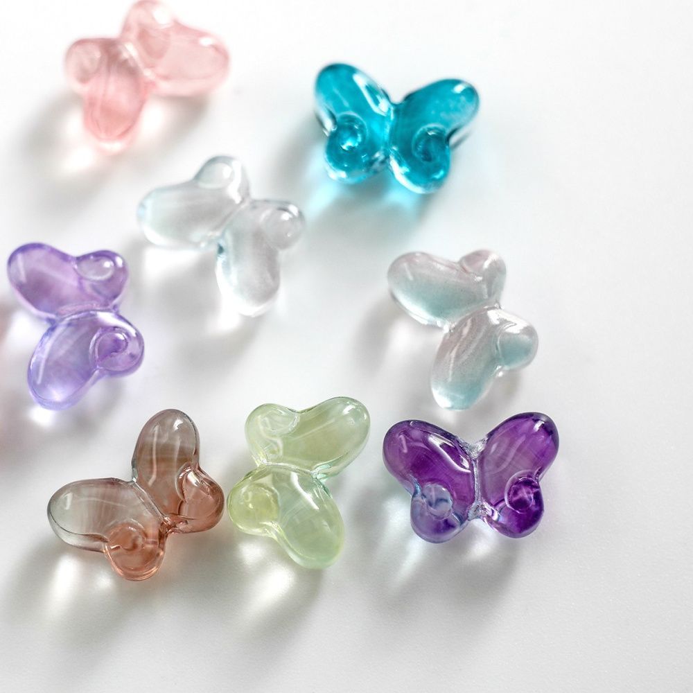 бусина "бабочка грета", стекло, цветовой микс, 14x10x5.5 мм