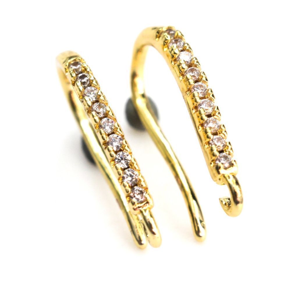 швензы "шейн", с цирконием, позолоченные, 16-17 мм 