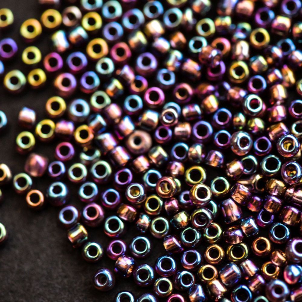 бисер "радуга", цвет сливовый ав, 12/0 (уп 7 г)