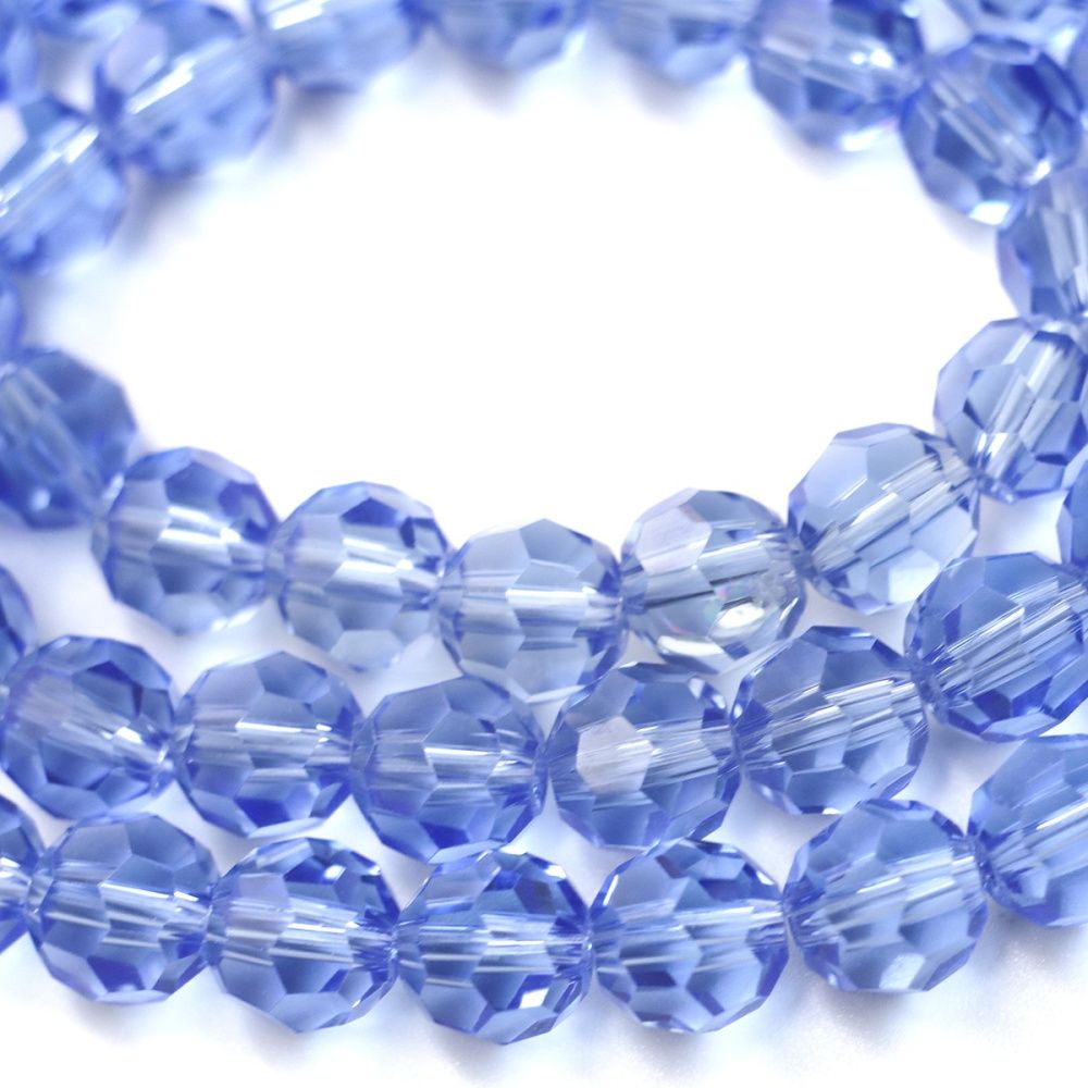 бусина, стекло 8, граненая, цвет васильковый, 8 мм