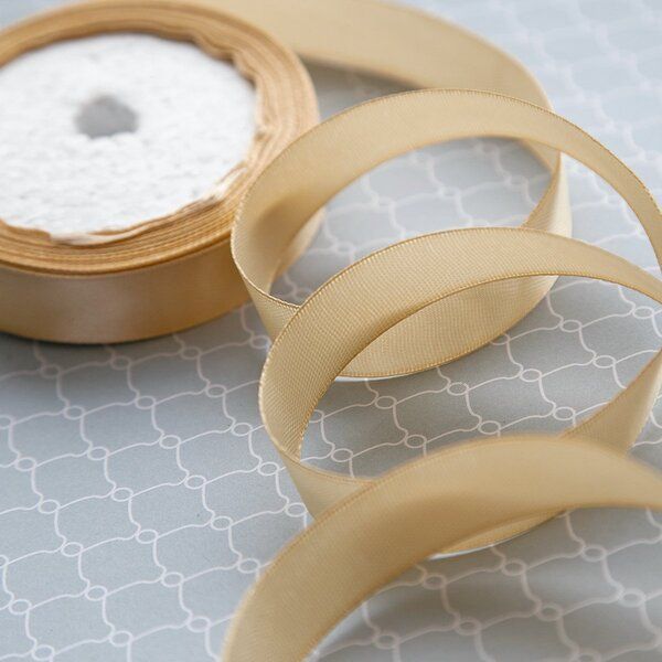 лента, атлас цвет золотисто-желтый, ширина 15 мм ленты