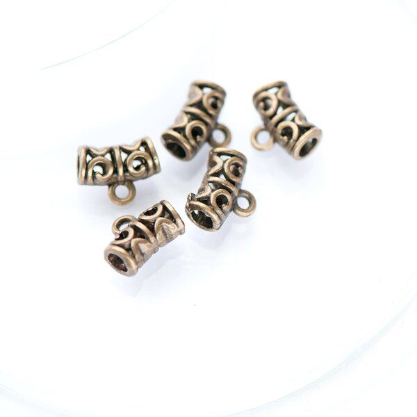 бейл "трубочка", цвет античная бронза, 10х12х6 мм