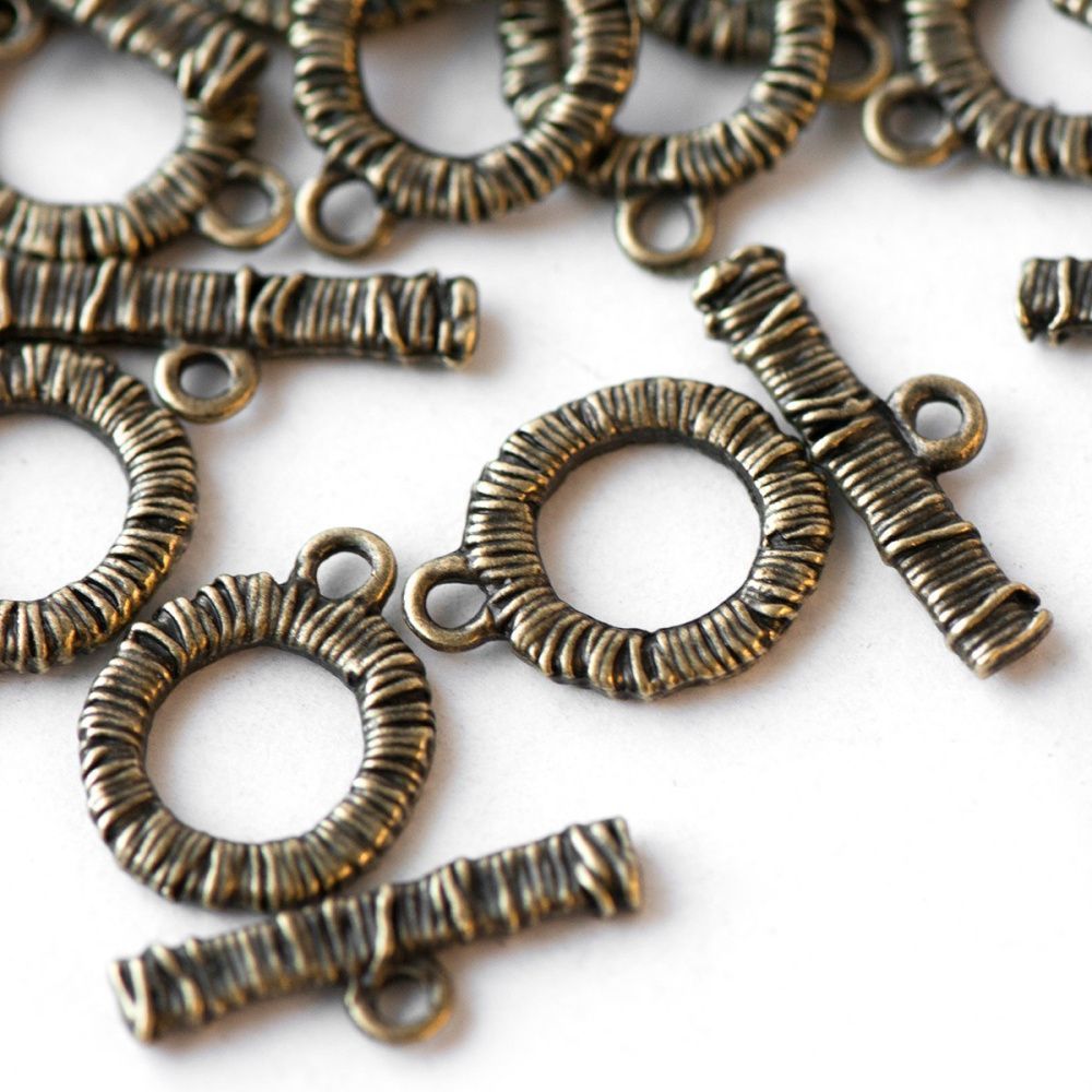 Замочки тоггл "тёрн", цвет античная бронза, 23х8х2,5 мм