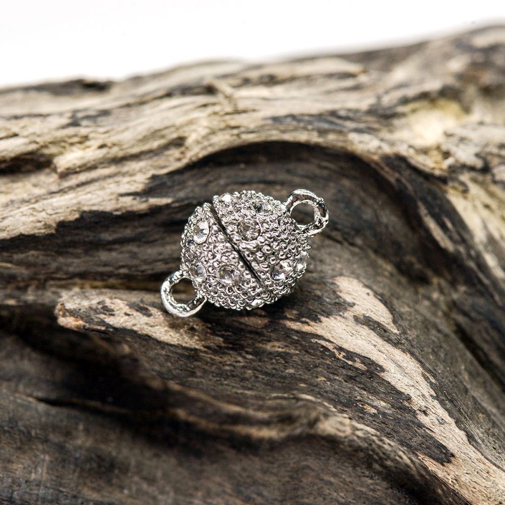 застежка магнитная "шарик-стар", стразы, покрытие платиной, 16x10 мм