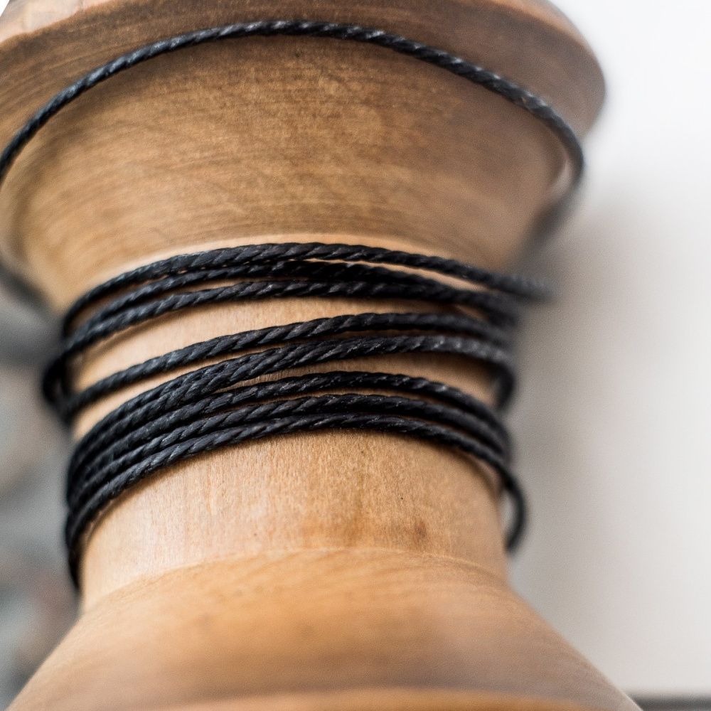 шнур витой из полиэстера, вощеный, цвет черный, 1 мм