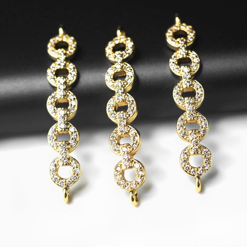 коннектор "анелли", позолота/циркон, 6x33x2.5 мм