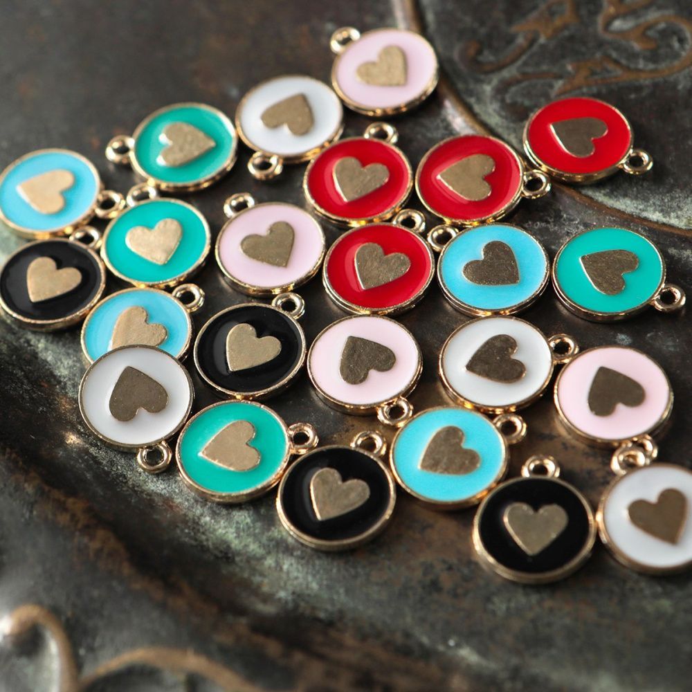 подвеска металлическая "бланк-харт", эмаль, цветовой микс, 16x13x2 мм