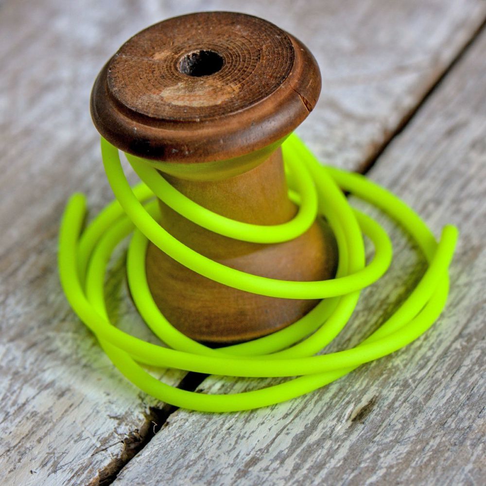 шнур резиновый, с отверстием, цвет желтый неон, 3 мм