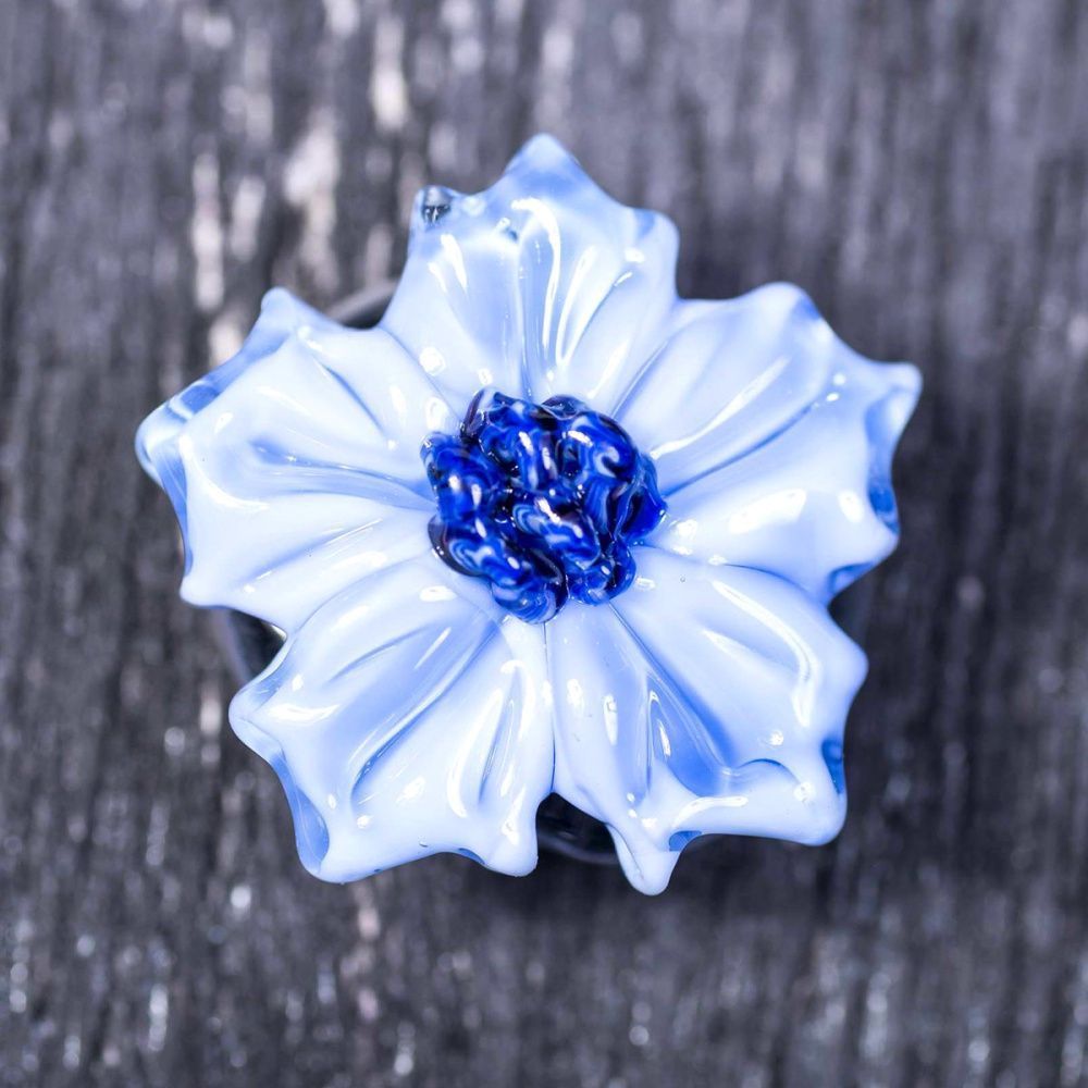 бусина, мурано "василек", фигурная, барвинковый, 20х9 мм