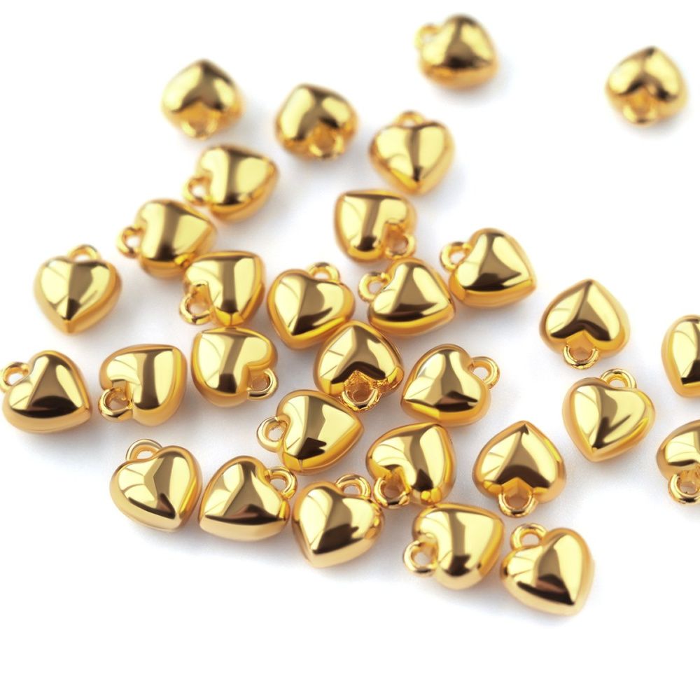 подвеска металл "сердечко 3д", цвет золото, 8x7x4.5 мм