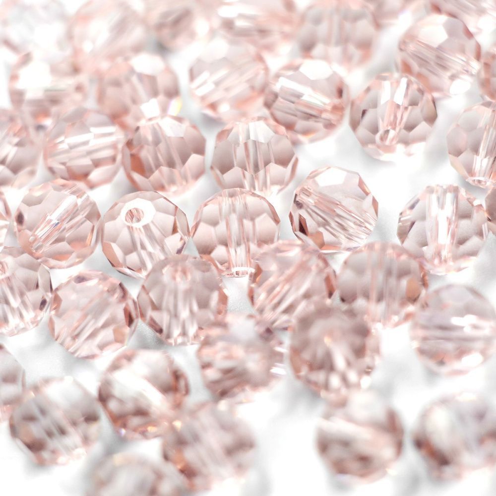 бусина, стекло 8, граненая, цвет розовый, 8 мм