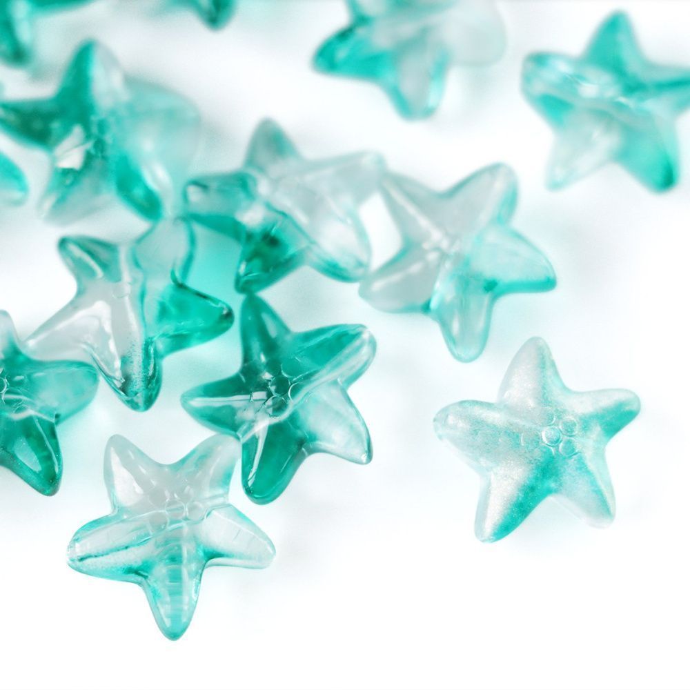 бусина "морская звездочка", стекло, цвет изумрудный, 14 мм