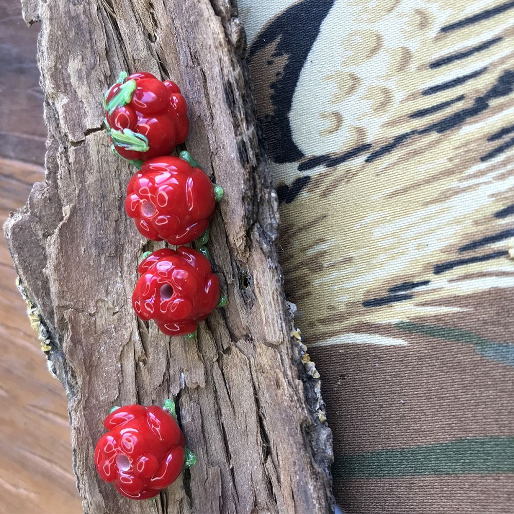 бусина, мурано "морошка", светло-оранжевый, 14х12 мм