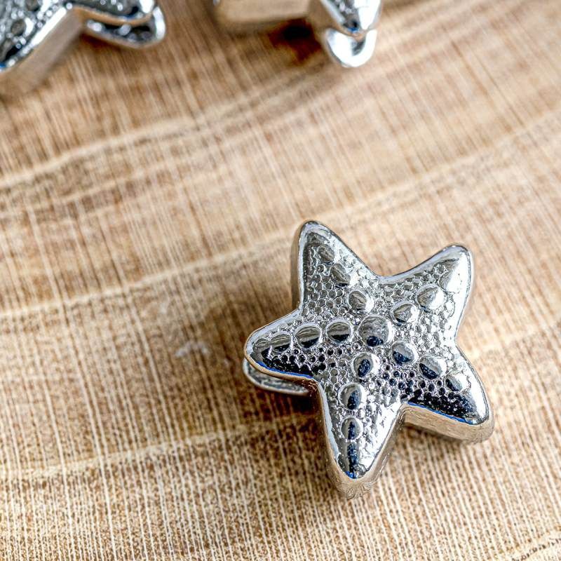 бусина, металл "морская звездочка", цвет платина, 11x10x5 мм