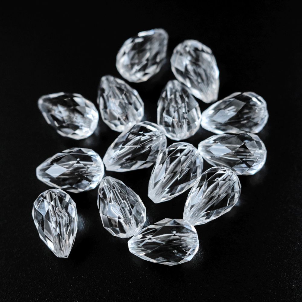 бусина капля граненая, акрил, цвет прозрачный, 17x11 мм