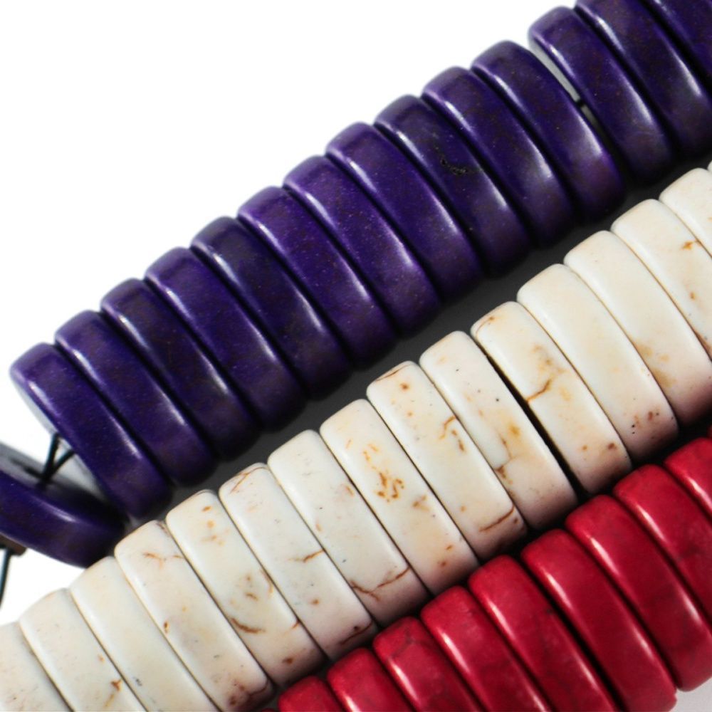 бусина говлит синтетический "хейши", рондель, цветовой микс, 12х3 мм