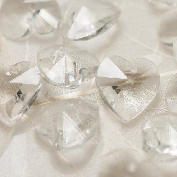 подвеска стеклянная "сердце", граненая, цвет прозрачный, 14х14х8 мм