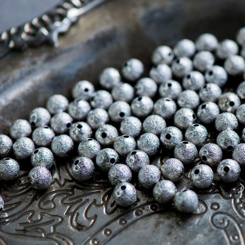 бусина, металл "звездная пыль" 6, цвет платина, 6 мм