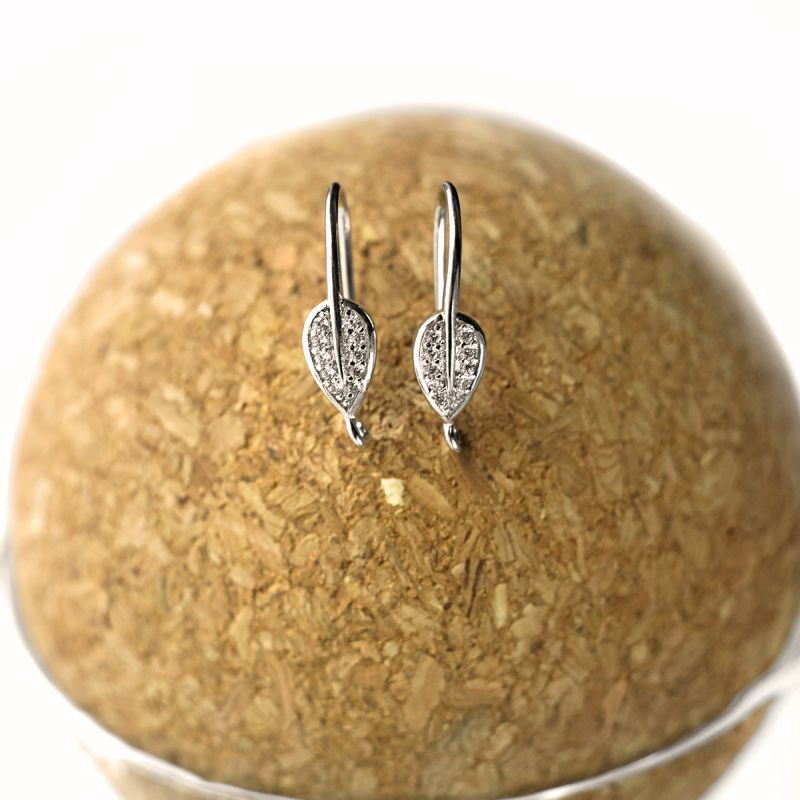 швензы "фолио", с цирконием, цвет платина, 17.5x5 мм 