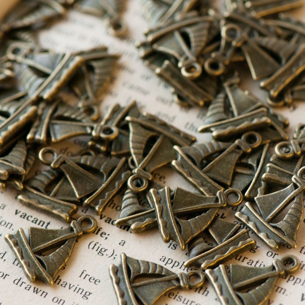 подвеска металлическая "парусник", цвет античная бронза, 20x16.5x2 мм