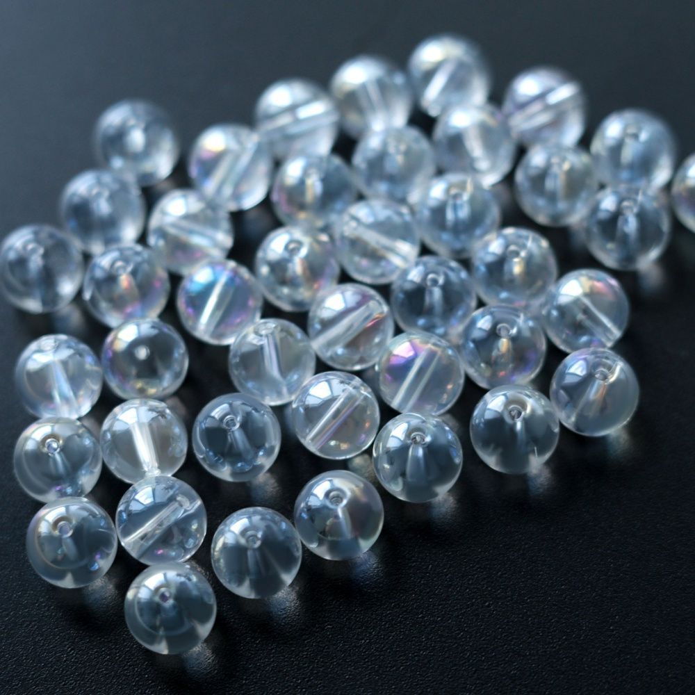 бусина, стекло 10, цвет прозрачный ав, 10 мм