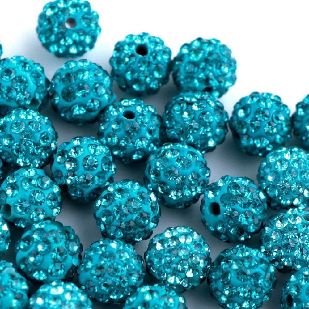 бусина "шамбала" 10, цвет бирюзовый, 10 мм