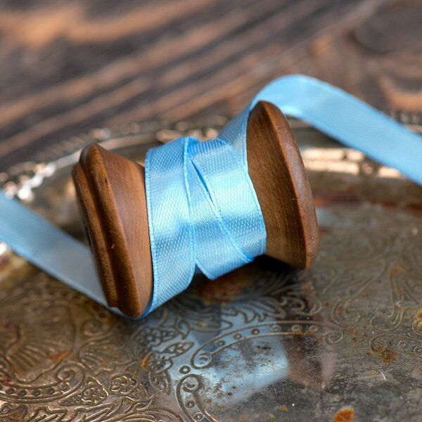 лента, атлас, цвет небесный голубой, ширина 10 мм ленты