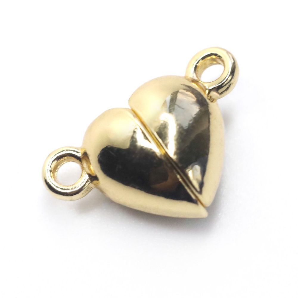 застежка магнитная "сердце", позолота, 9.5x15x6.5 мм