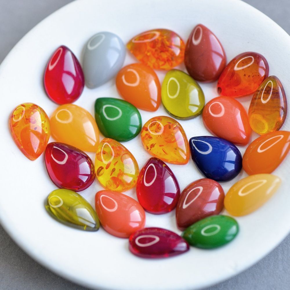 кабошон из смолы "джелли" капля, цветовой микс, 18.5x13x5 мм