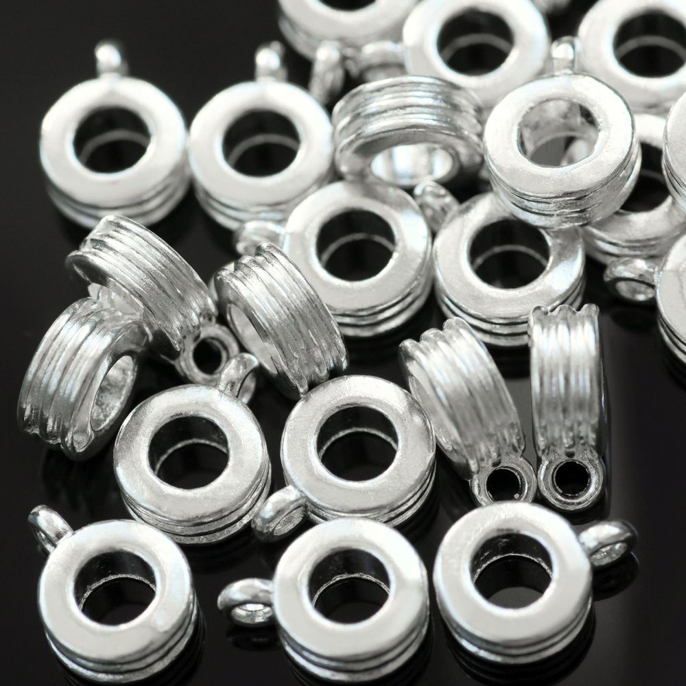 бейл "бублик", цвет серебро, 9х12х4 мм