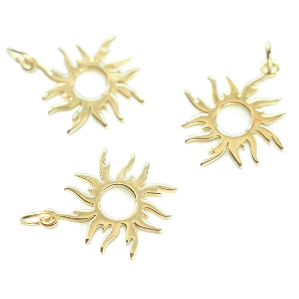 подвеска металл "солнце", цвет золото, 21x18x1 мм