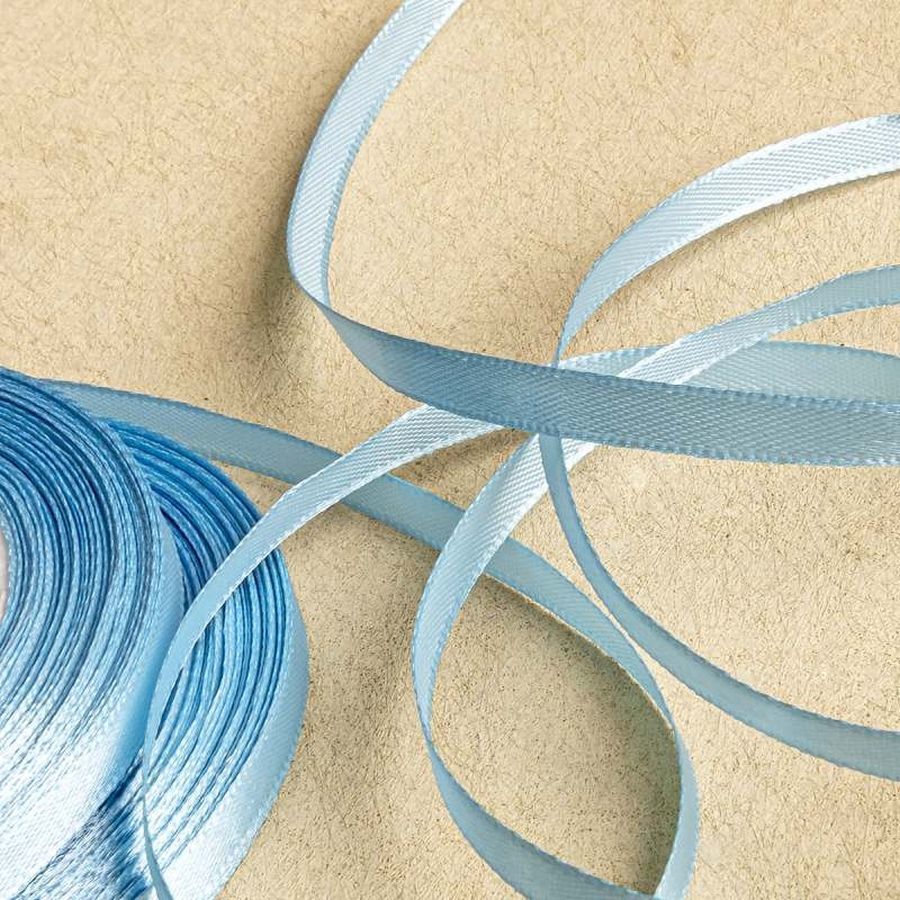лента, атлас, цвет голубой, ширина 6 мм ленты
